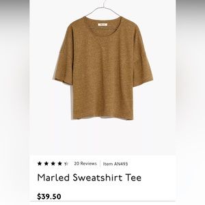 NWT Madewell Marled Sweatshirt Tee - XS - Heather Spiced Olive